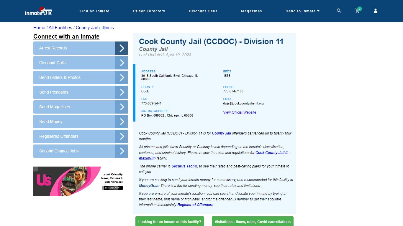 Cook County Jail (CCDOC) - Division 11 - Inmate Locator - Chicago, IL