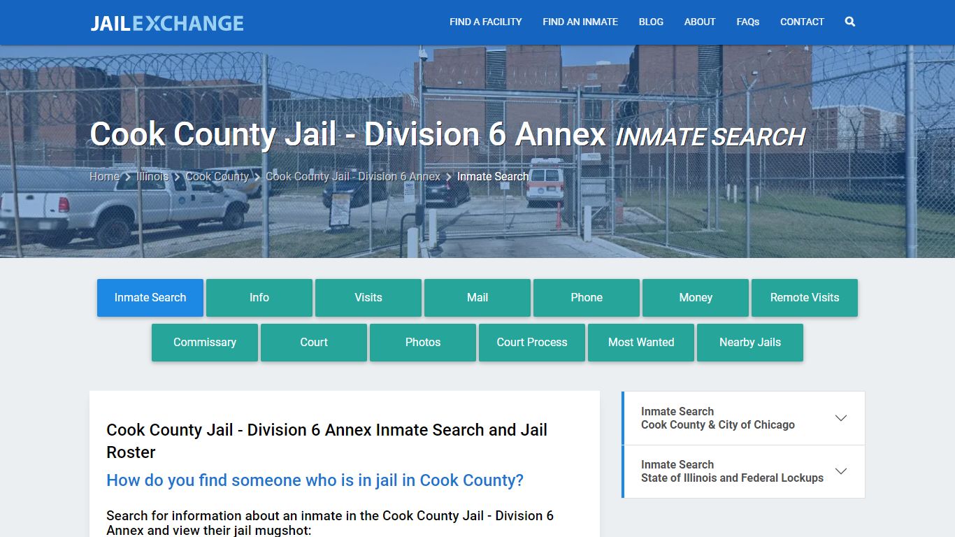 Cook County Jail - Division 6 Annex Inmate Search - Jail Exchange